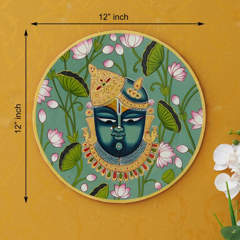 Shrinathji Pichwai Painting Adorned with Floral & Jewel Motifs