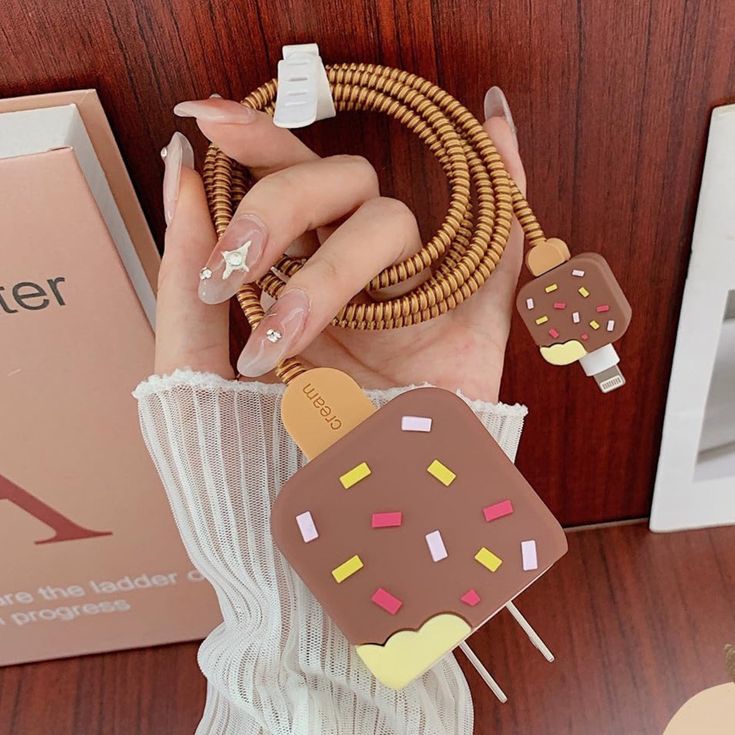 Brown Ice Cream 18W/20W iPhone Charger Cover – Playful Protection with Cute Design