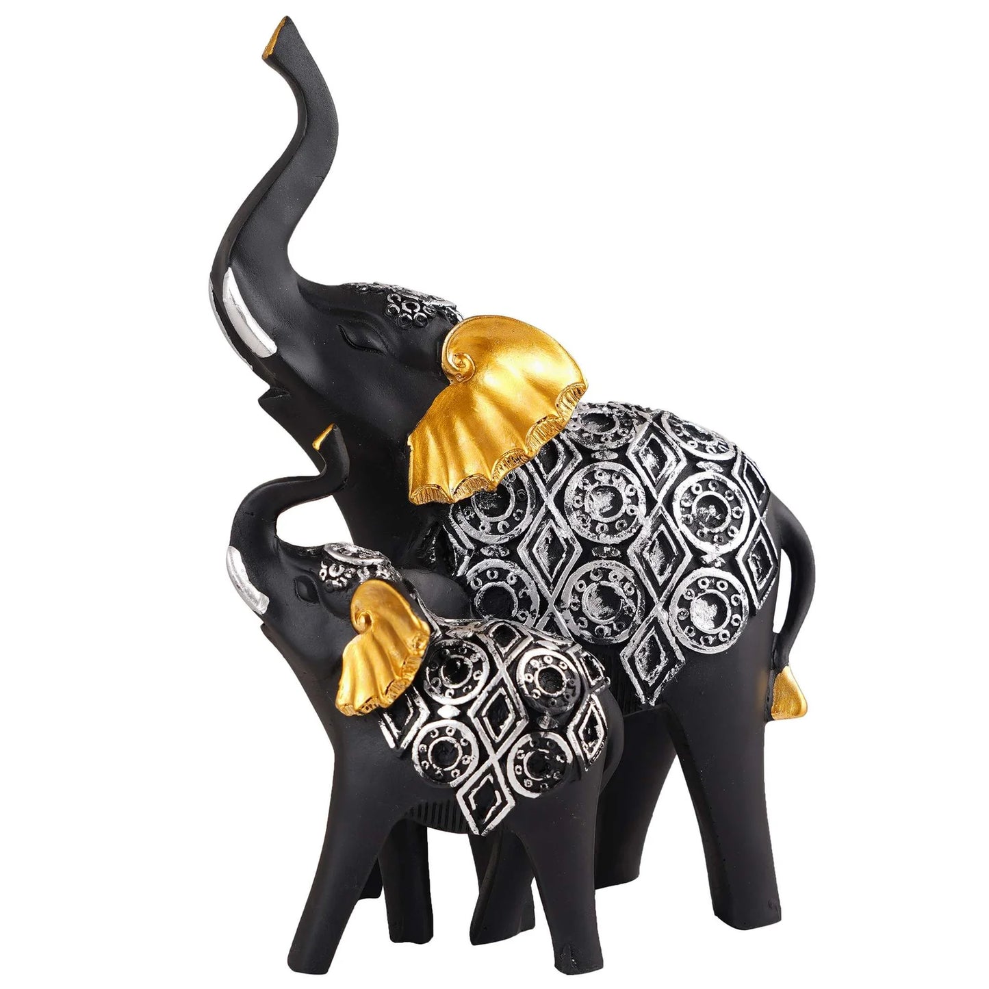 Black & Golden Elephant Showpiece Set of 2 – Home Decor by funkiindia