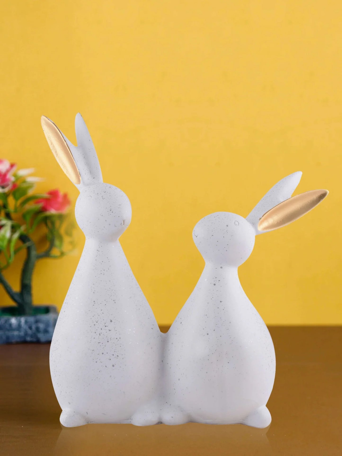 Rabbit Cute Pair Statue for Home Decor Showpiece | Kids Room Decorative Showpiece (Black)