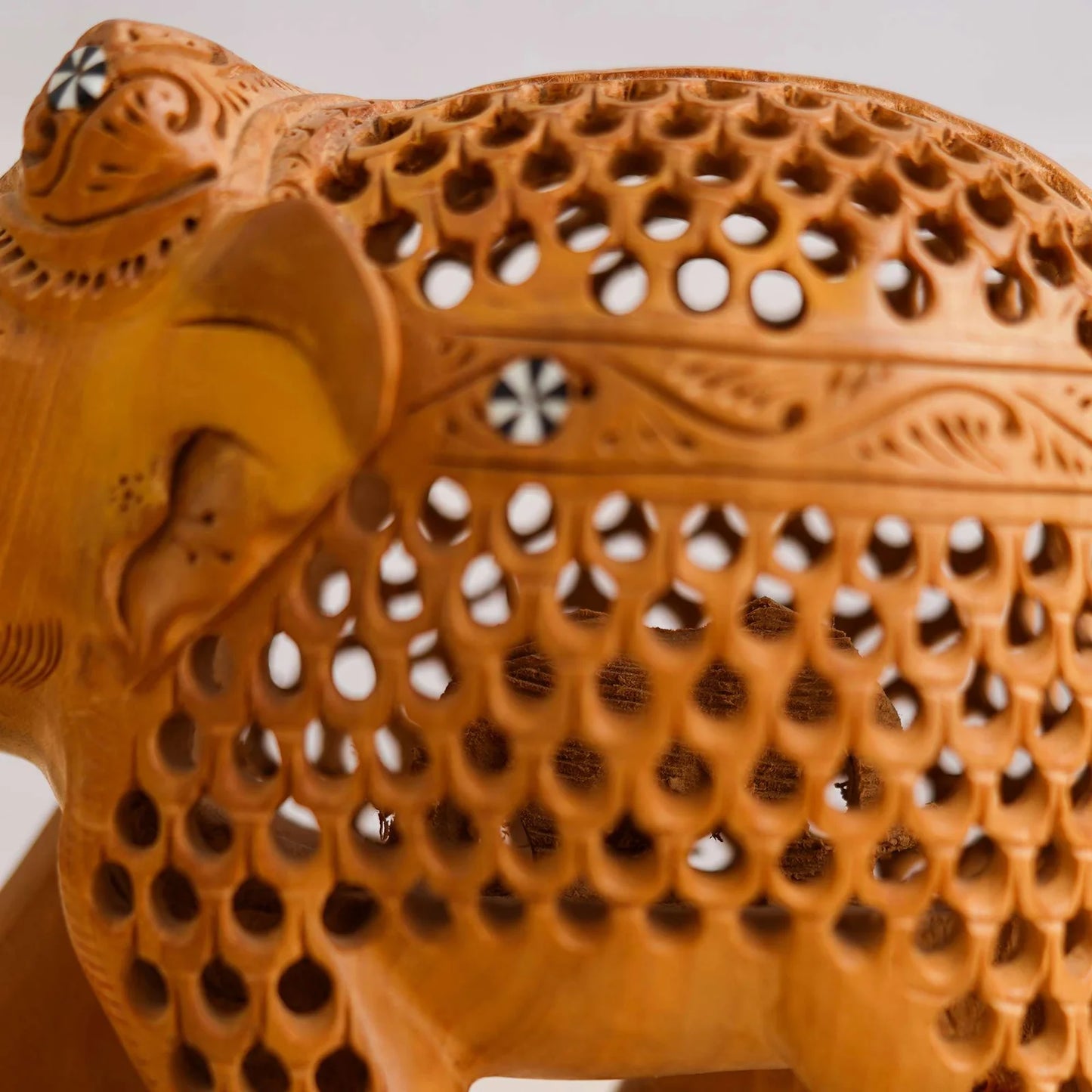 Handcrafted Rajasthani Wooden Elephant Showpiece – Brown Antique Finish