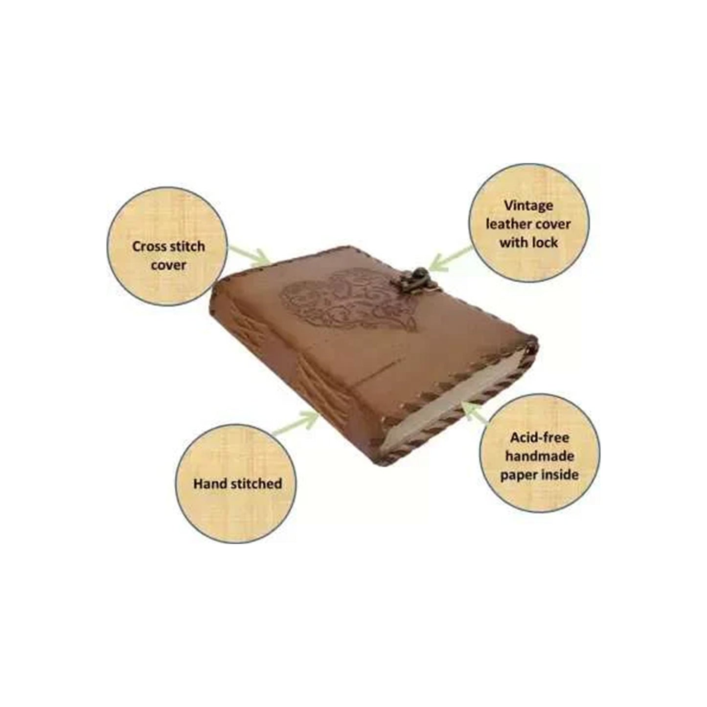 Heart Design Vintage Leather Journal