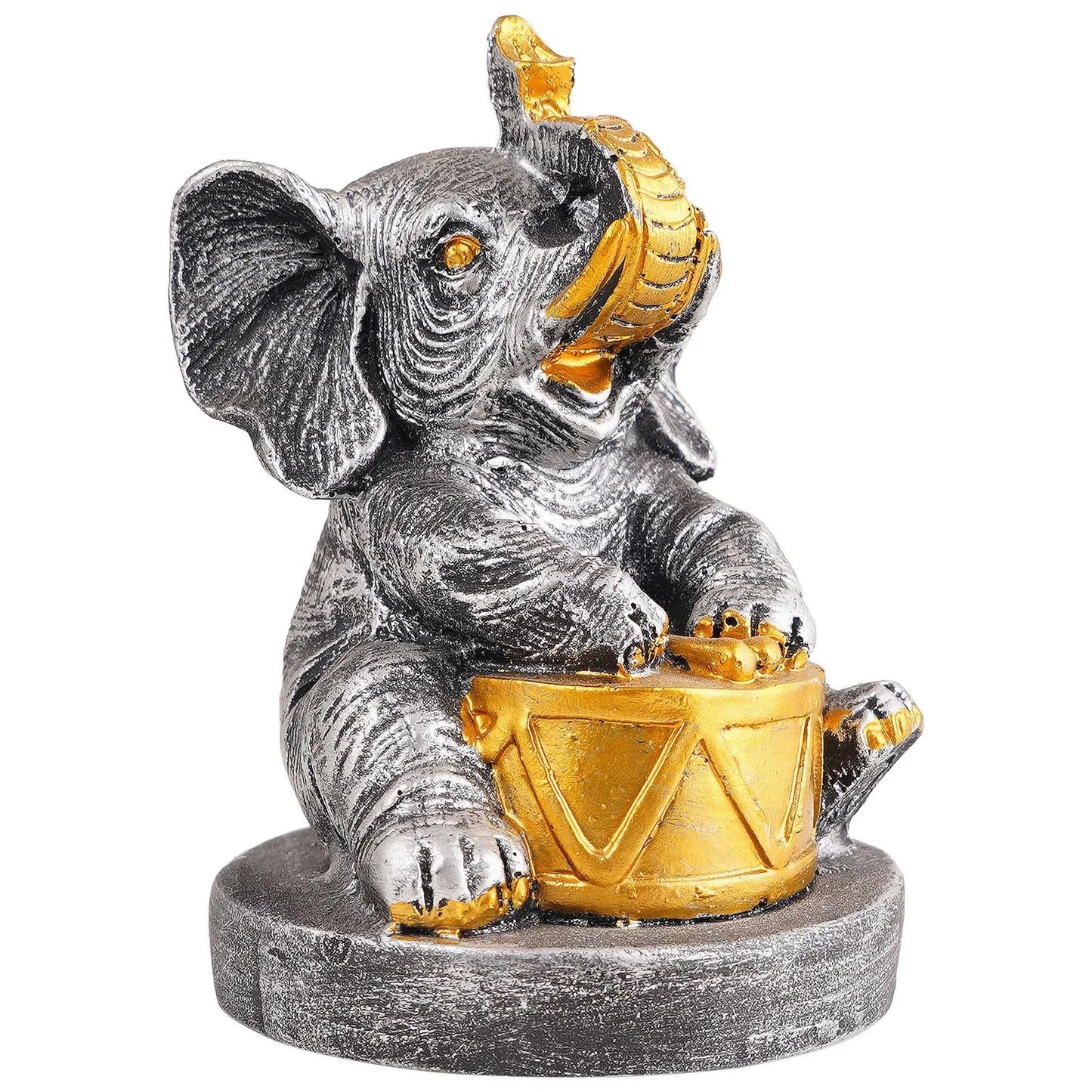 Resin Elephant Playing Musical Instrument Showpiece For Home Dcor Living Room Bedroom Table Top