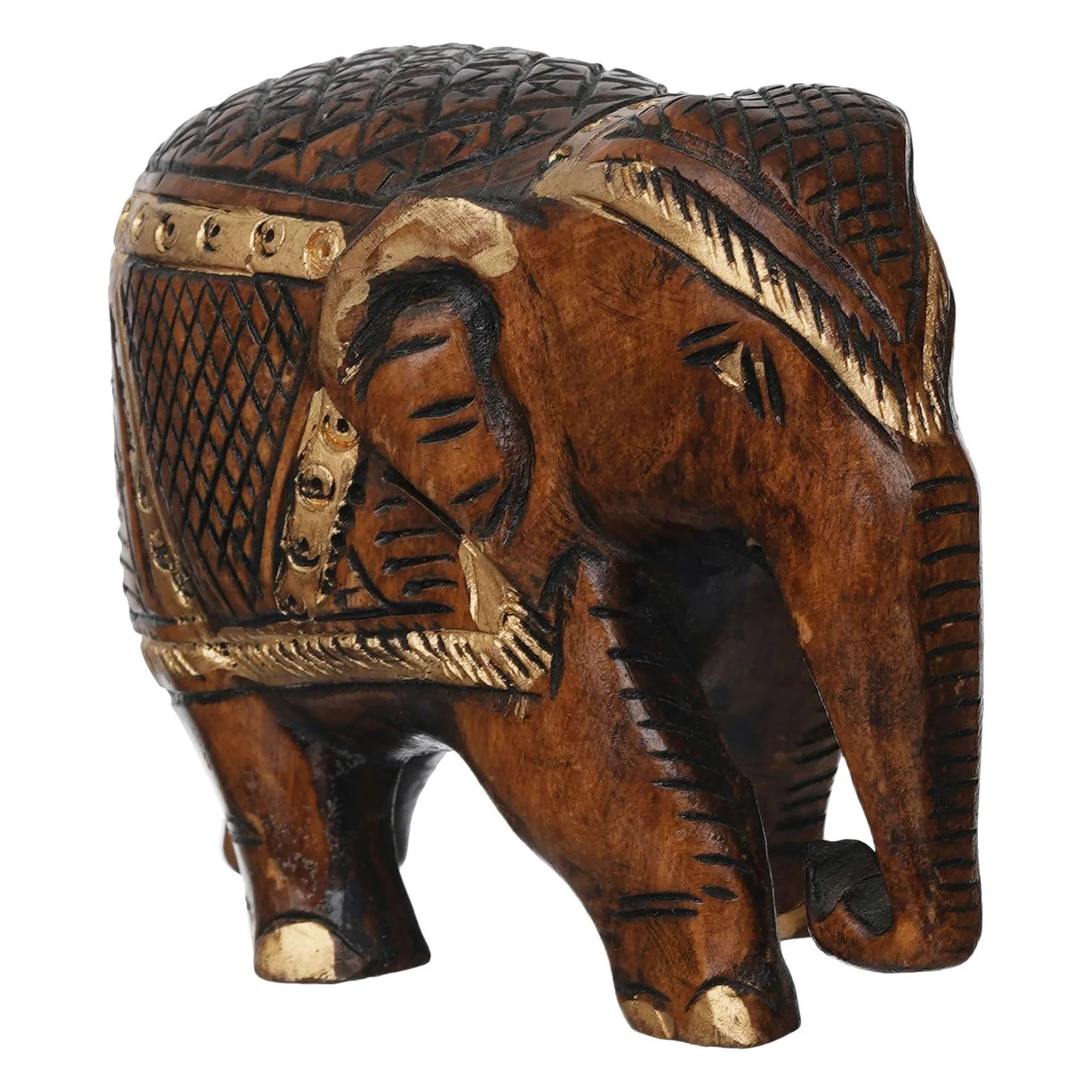 Handmade Rajasthani Tribal Wooden Elephant Showpiece – Brown Antique Finish