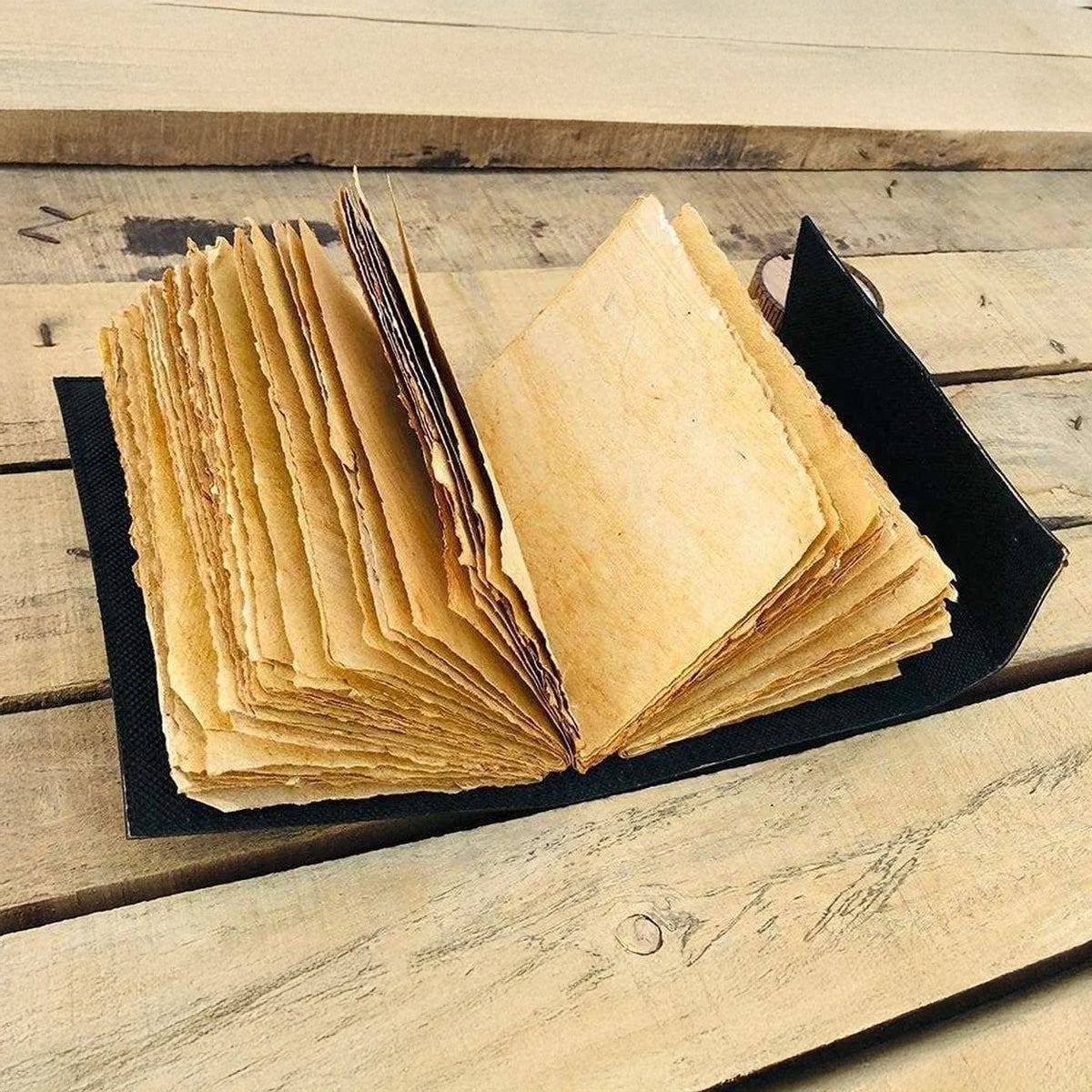 Blue Stone Black Leather Journal