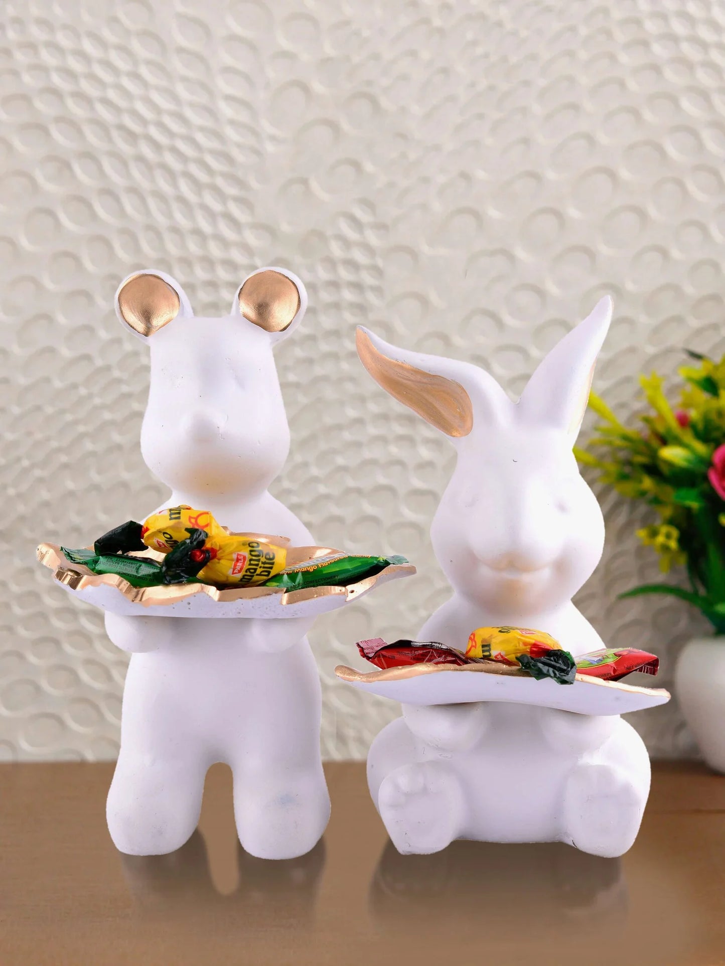 Set of 2 Rabbits in Black Decorative Showpiece for Home Decor Showpiece | Office Decorative Item – 13 cm