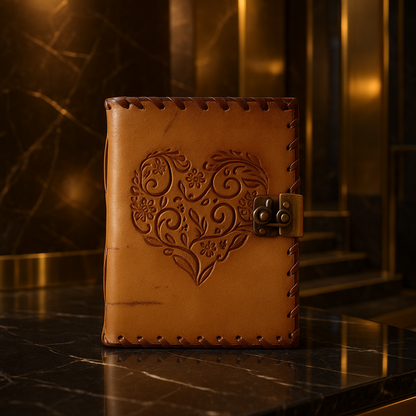 Heart Design Vintage Leather Journal