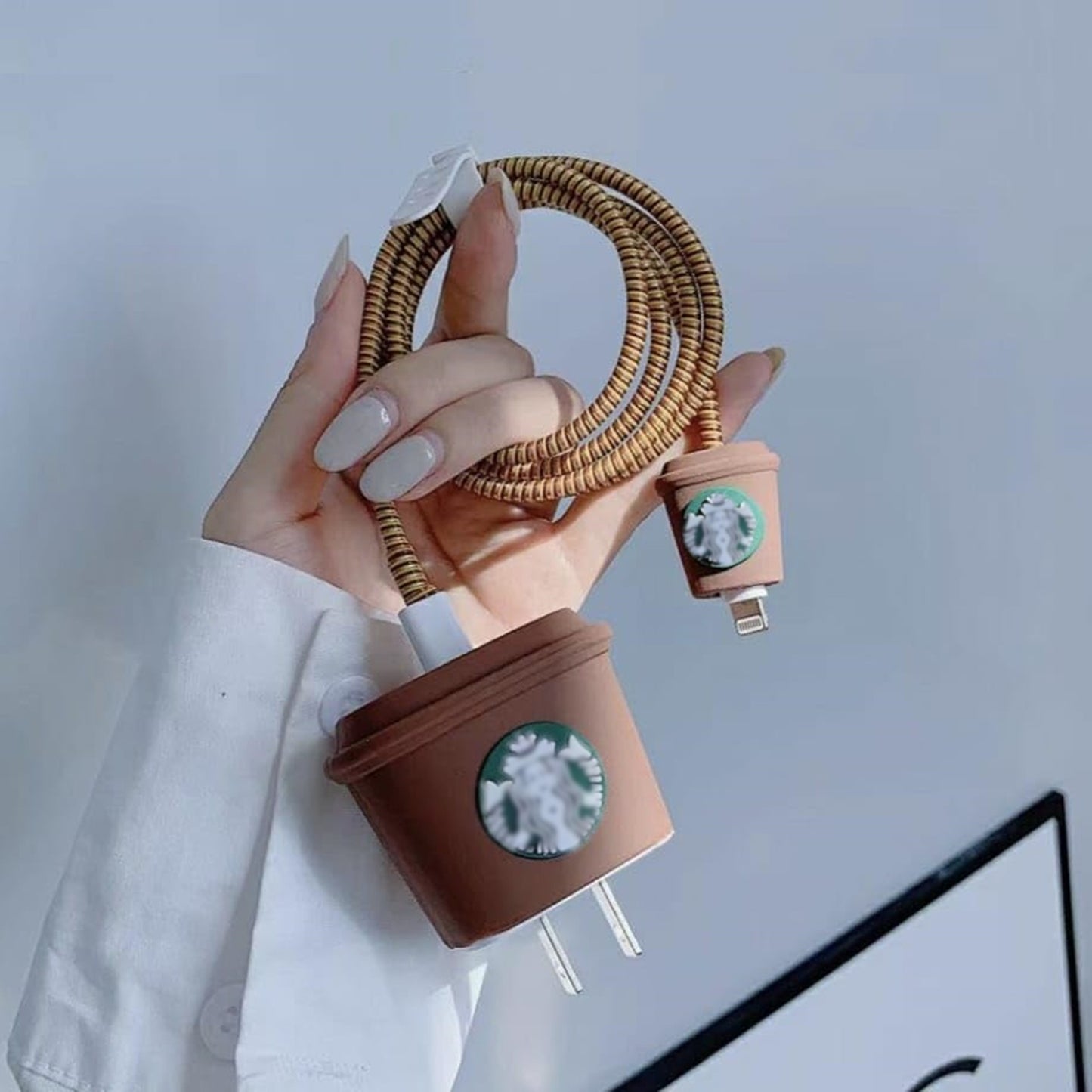 Brown Starbucks 18W/20W iPhone Charger Cover – Fun & Durable Silicone Protection | FunkiIndia