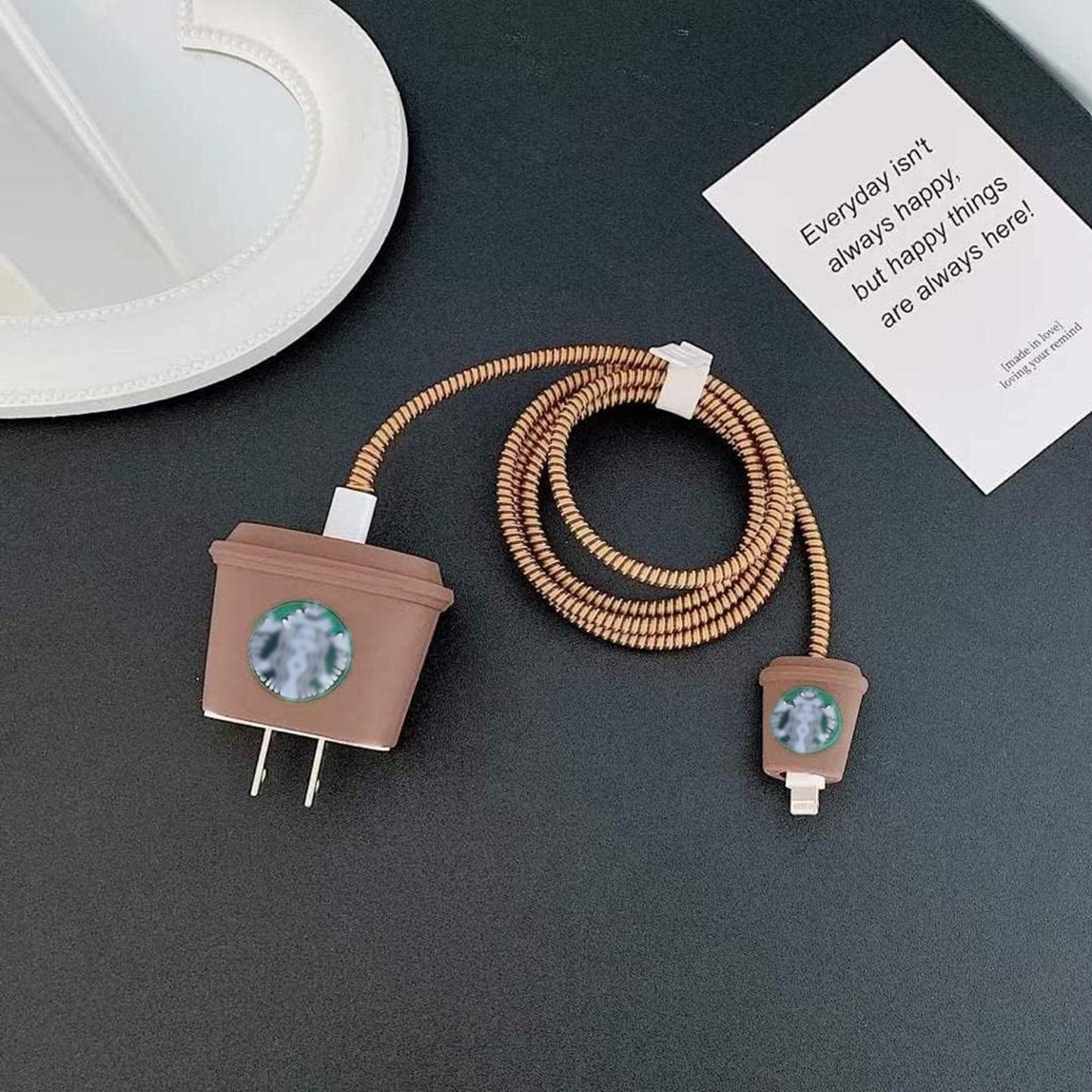 Brown Starbucks 18W/20W iPhone Charger Cover – Fun & Durable Silicone Protection | FunkiIndia
