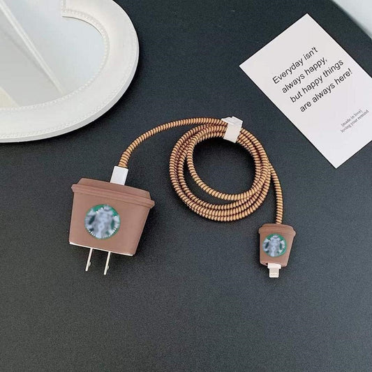 Brown Starbucks 18W/20W iPhone Charger Cover – Fun & Durable Silicone Protection | FunkiIndia