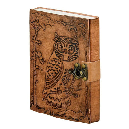 Owl Design Leather Diary with Lock