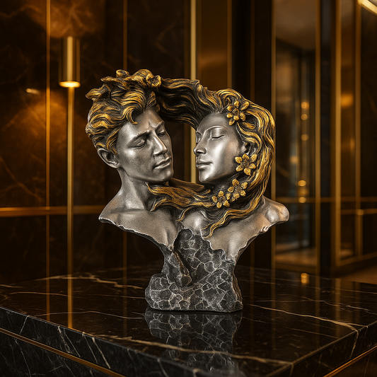 Romantic Couple Resin Sculpture – Elegant Handcrafted Home Décor Bust