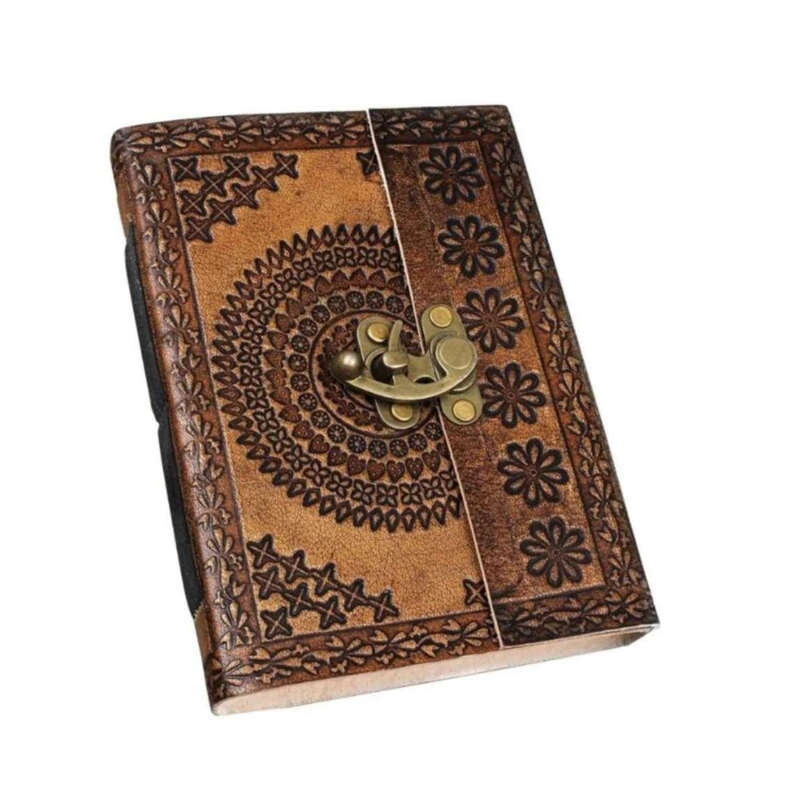 Mandala Design Vintage Leather Diary with Lock