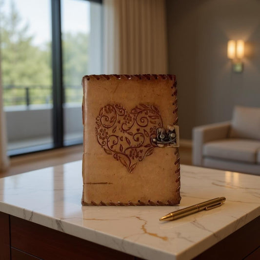 Heart Design Vintage Leather Journal