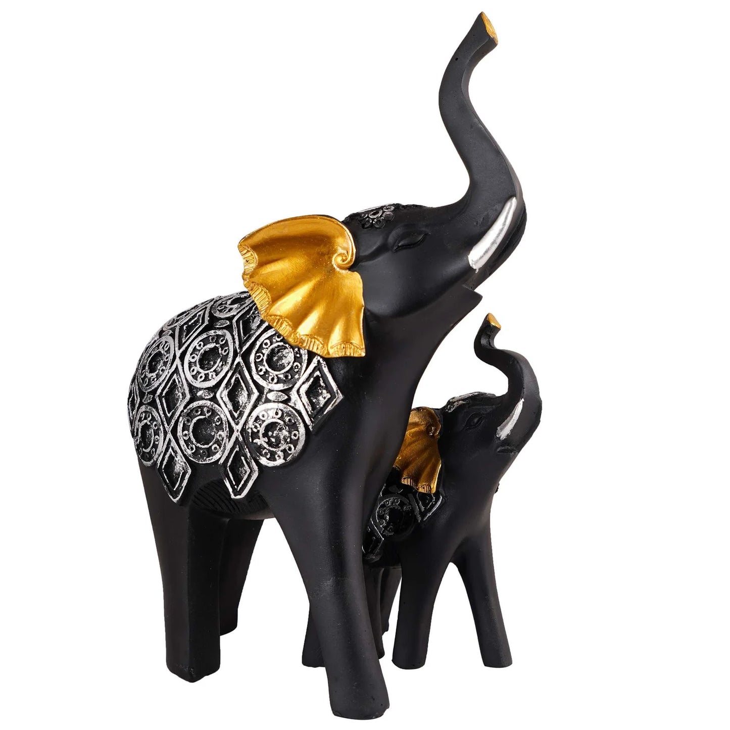 Black & Golden Elephant Showpiece Set of 2 – Home Decor by funkiindia