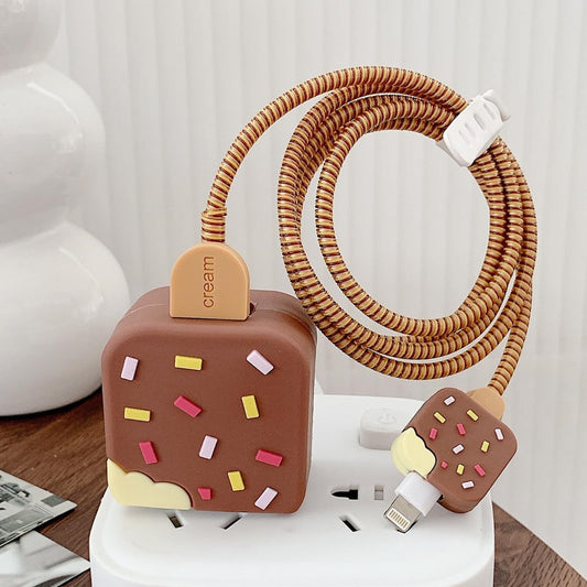 Brown Ice Cream 18W/20W iPhone Charger Cover – Playful Protection with Cute Design