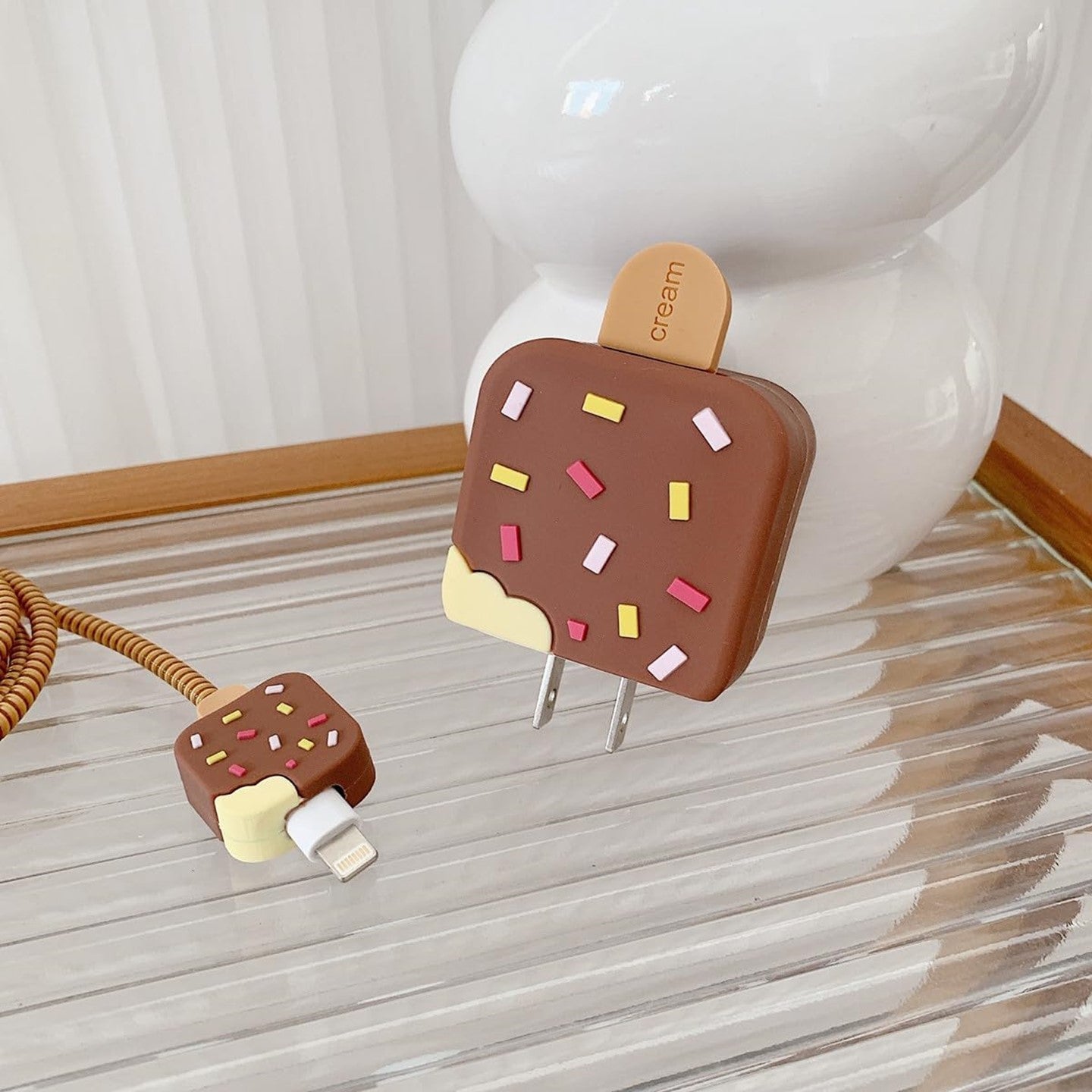 Brown Ice Cream 18W/20W iPhone Charger Cover – Playful Protection with Cute Design