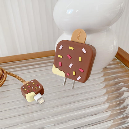 Brown Ice Cream 18W/20W iPhone Charger Cover – Playful Protection with Cute Design