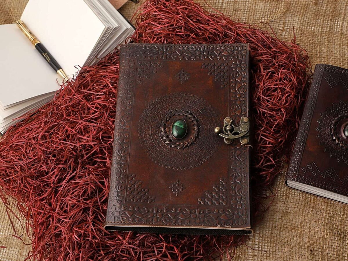 Malachite Green Stone Leather Journal