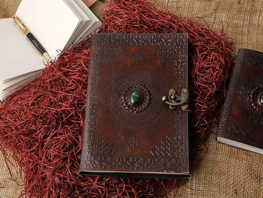 Malachite Green Stone Leather Journal