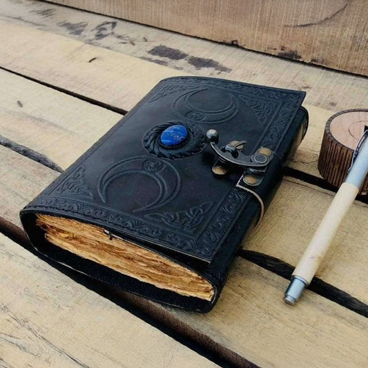 Blue Stone Black Leather Journal