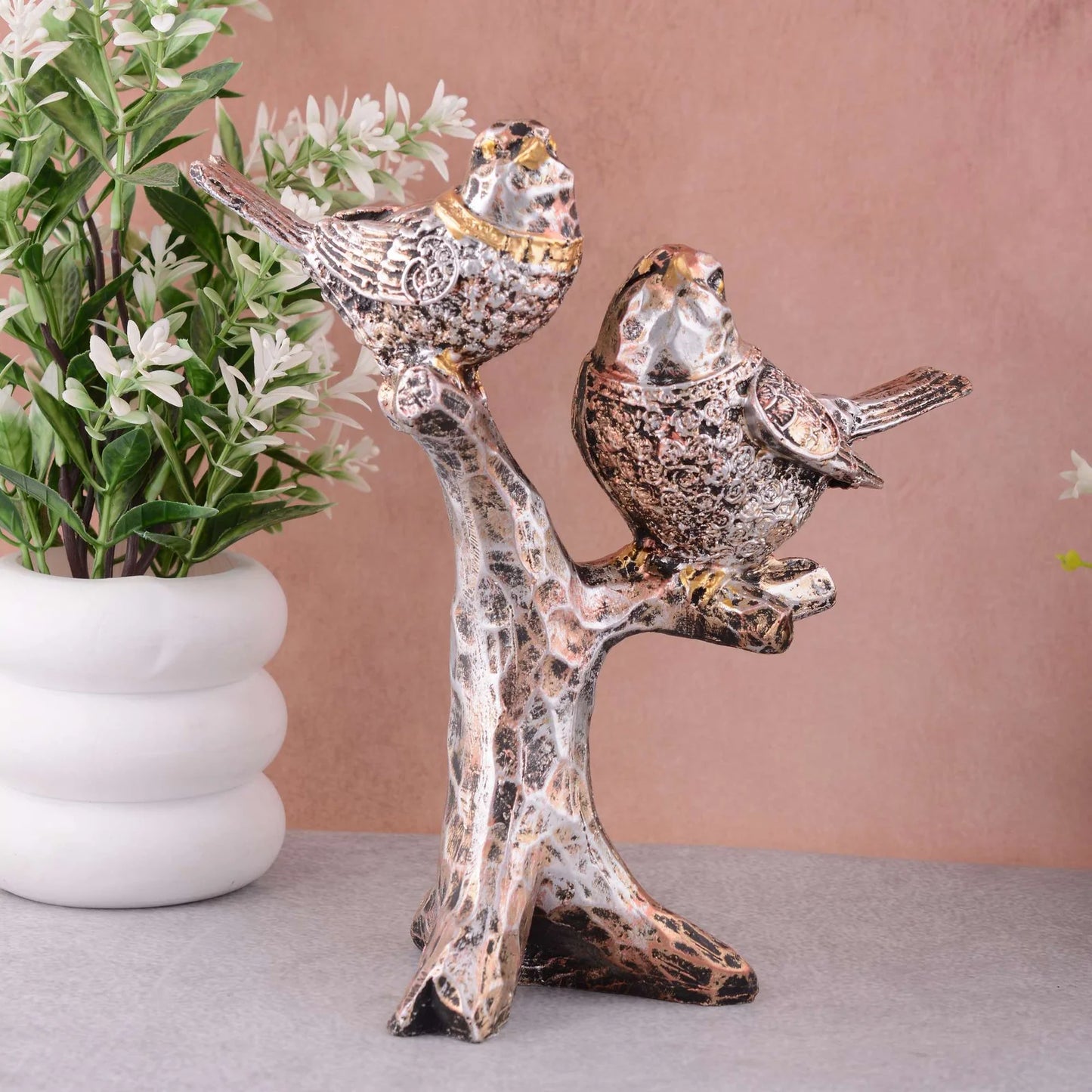 Bird Couple on Tree – Handcrafted Resin Showpiece for Home & Garden Decor | FunkiIndia