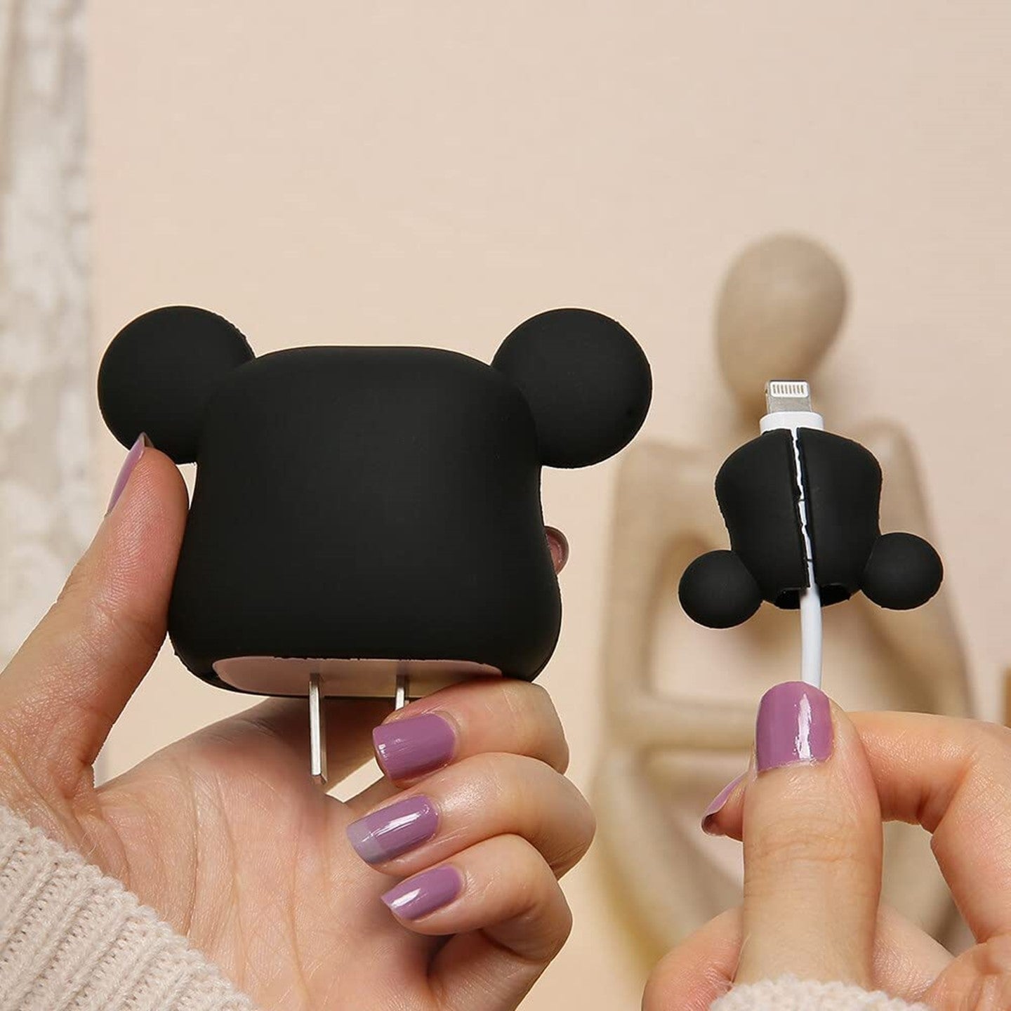 Kaws Black iPhone 18W/20W Charger Cover – Playful Protection with Cute Design