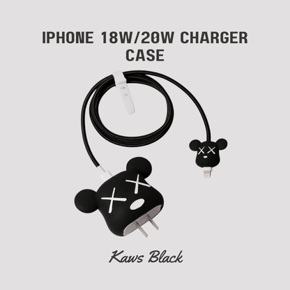 Kaws Black iPhone 18W/20W Charger Cover – Playful Protection with Cute Design