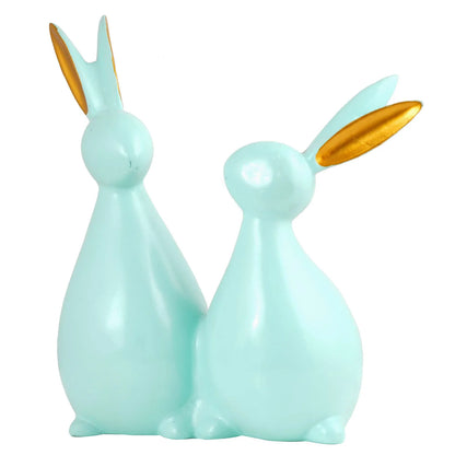 Rabbit Cute Pair Statue for Home Decor Showpiece | Kids Room Decorative Showpiece (Black)