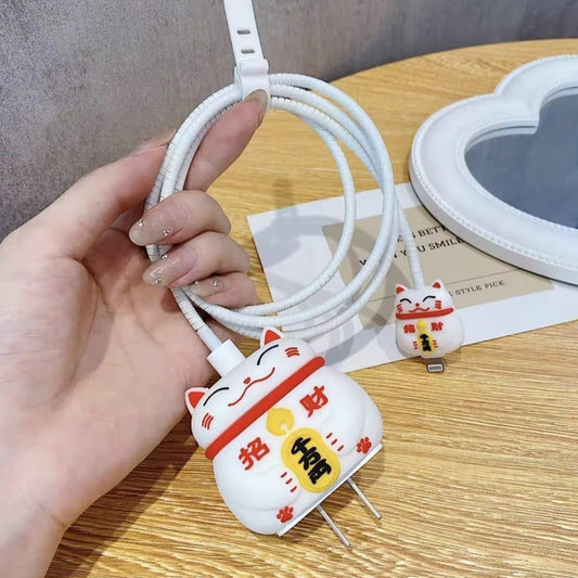 Lucky Cat 18W/20W iPhone Charger Cover – Playful Protection with Cute Design