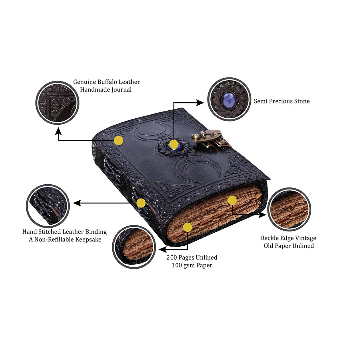 Blue Stone Black Leather Journal