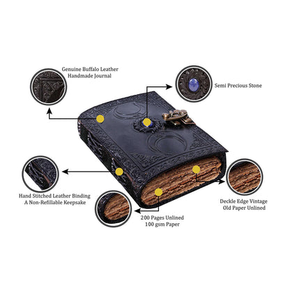 Blue Stone Black Leather Journal