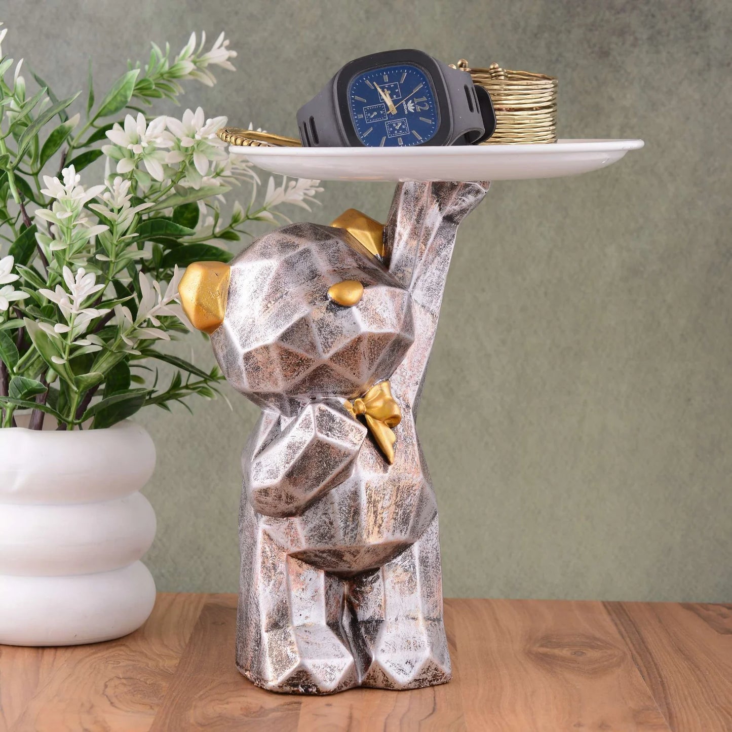 Cool Taddy Bear Showpiece for Home Decorative Showpiece | Taddy Bear with Paltter Statue for Home Decor Showpiece | Home Kitchen Decor | Office