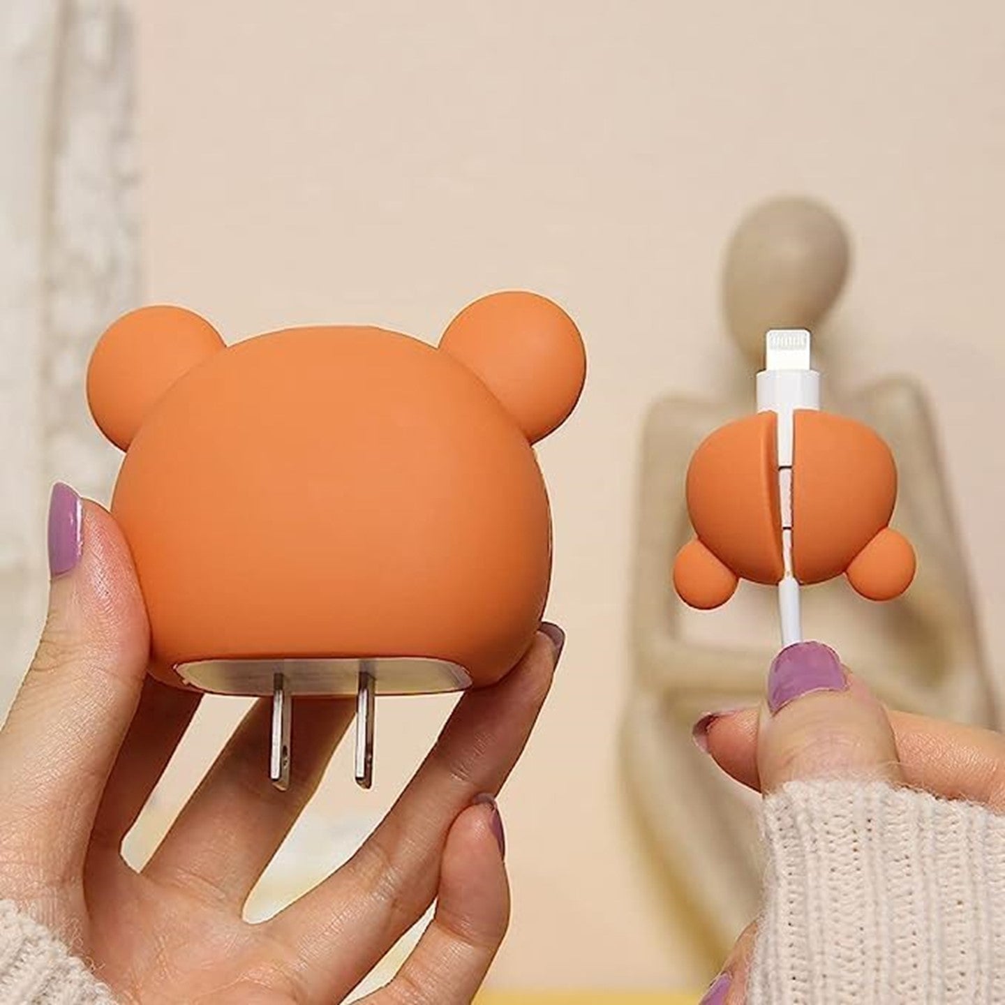 Orange Bear 18W/20W iPhone Charger Cover – Playful Protection with Cute Design