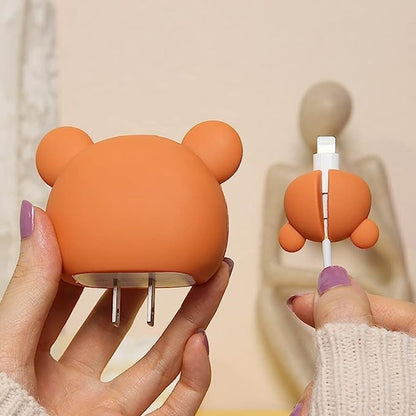 Orange Bear 18W/20W iPhone Charger Cover – Playful Protection with Cute Design