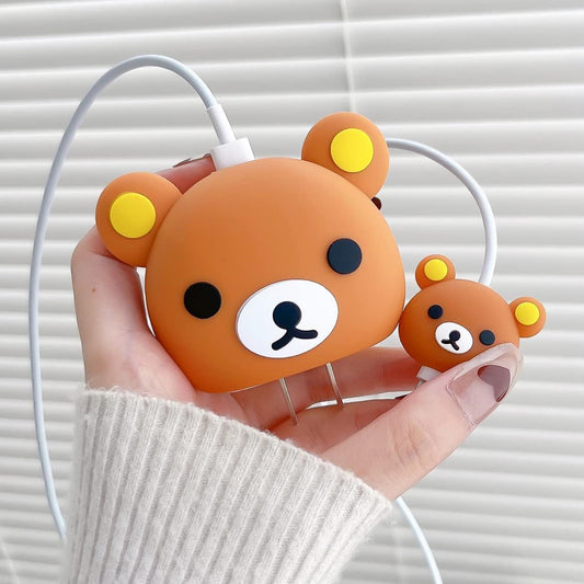 Orange Bear 18W/20W iPhone Charger Cover – Playful Protection with Cute Design