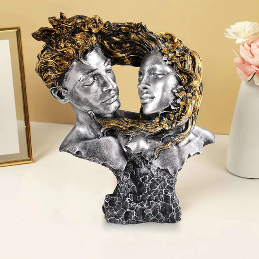 Romantic Couple Resin Sculpture – Elegant Handcrafted Home Décor Bust