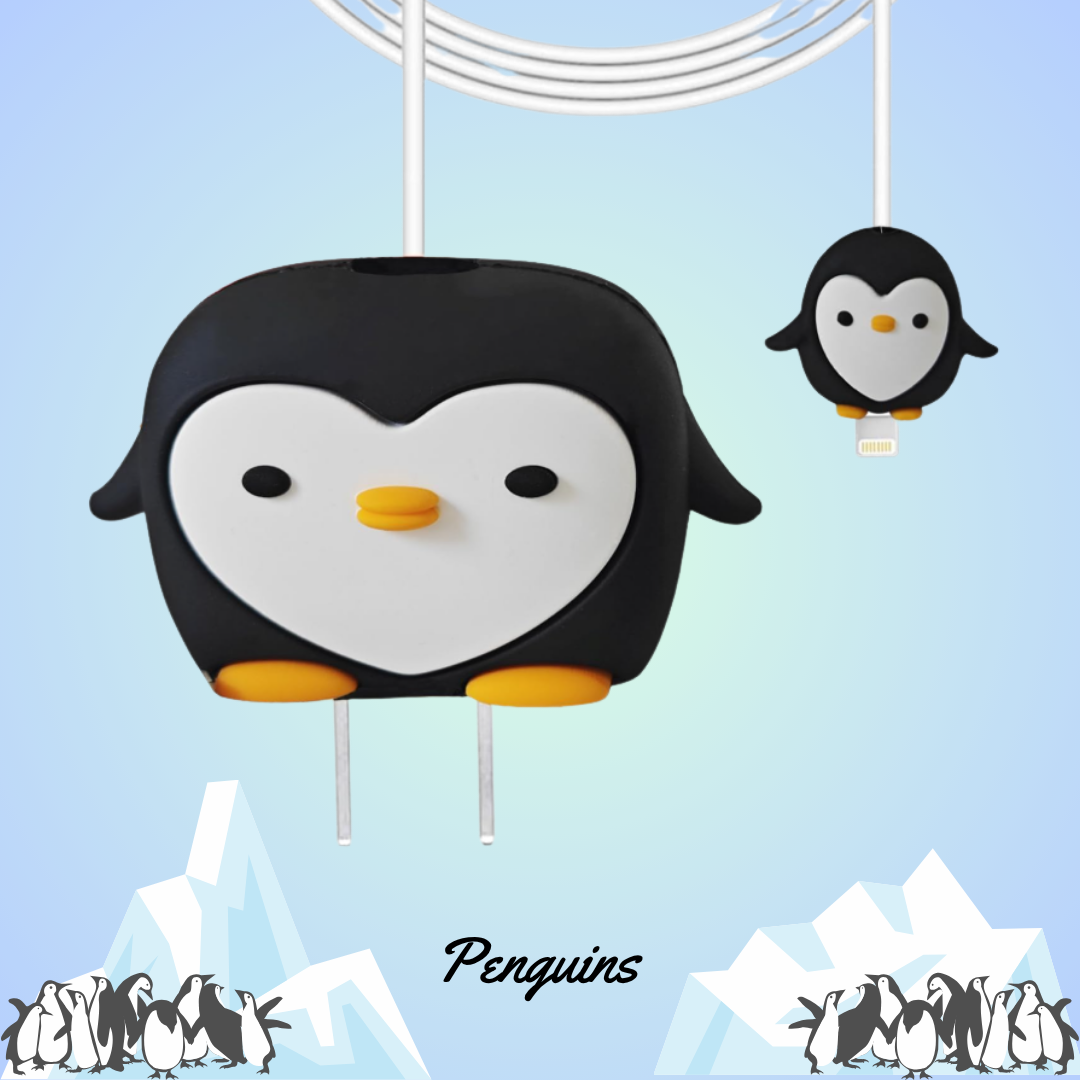 Penguins 18W/20W iPhone Charger Cover – Playful Protection with Cute Design