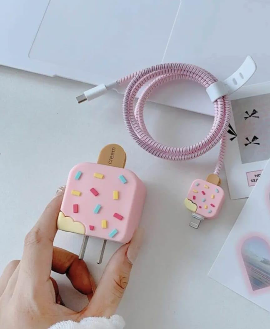 Pink Ice Cream 18W/20W iPhone Charger Cover – Playful Protection with Cute Design