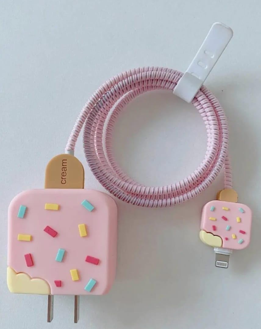 Pink Ice Cream 18W/20W iPhone Charger Cover – Playful Protection with Cute Design