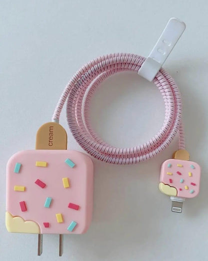 Pink Ice Cream 18W/20W iPhone Charger Cover – Playful Protection with Cute Design