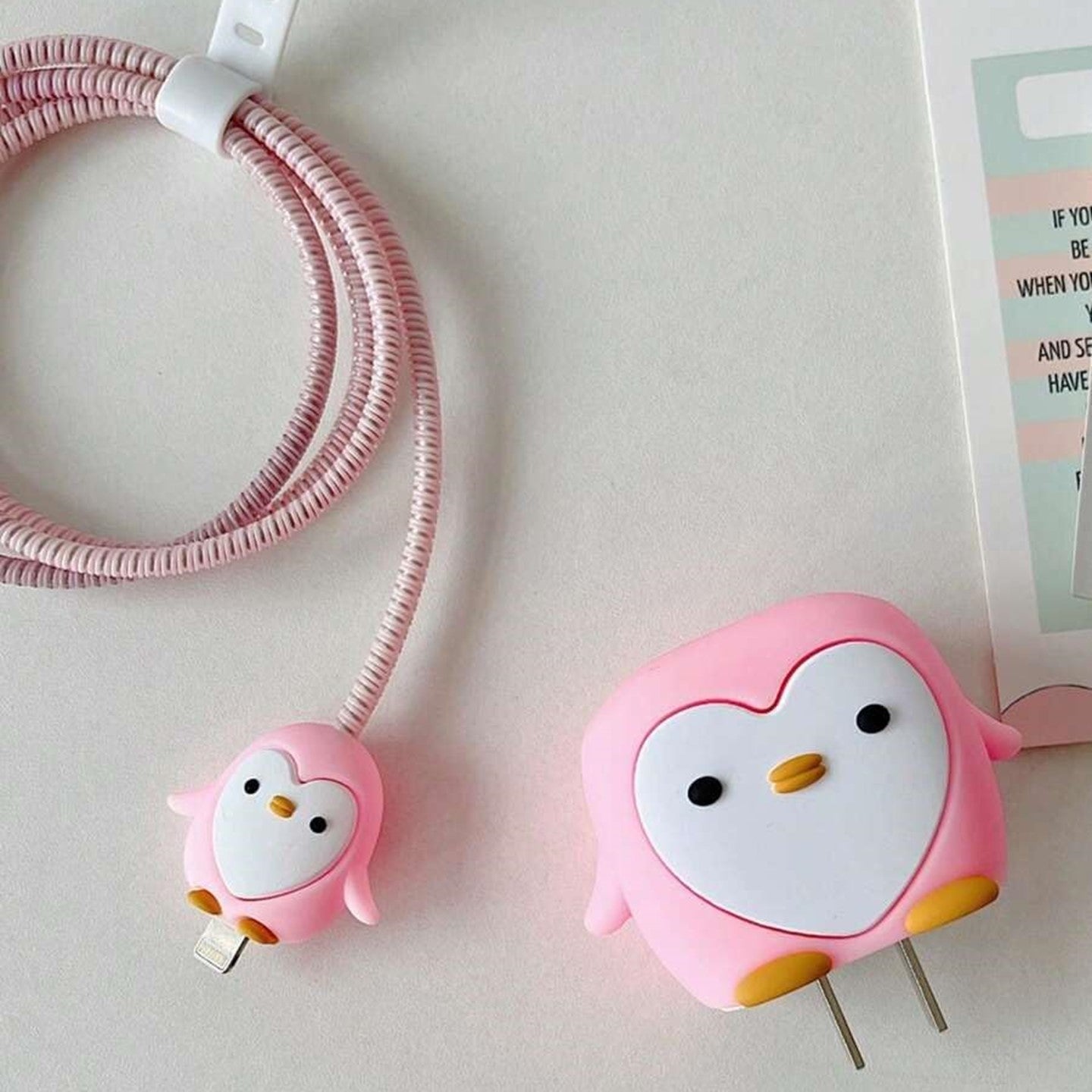 Pink Penguin 18W/20W iPhone Charger Cover – Playful Protection with Cute Design