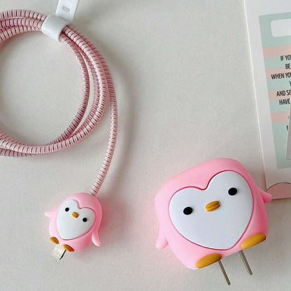 Pink Penguin 18W/20W iPhone Charger Cover – Playful Protection with Cute Design