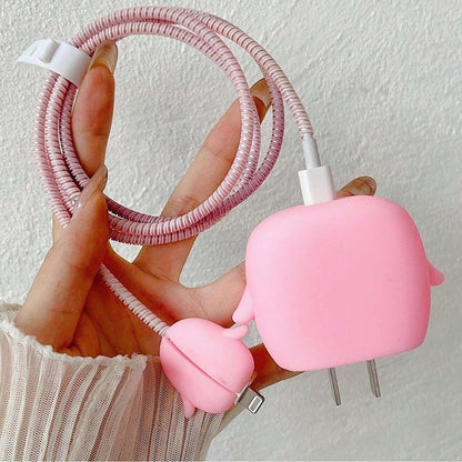 Pink Penguin 18W/20W iPhone Charger Cover – Playful Protection with Cute Design