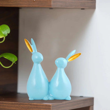 Rabbit Cute Pair Statue for Home Decor Showpiece | Kids Room Decorative Showpiece (Black)