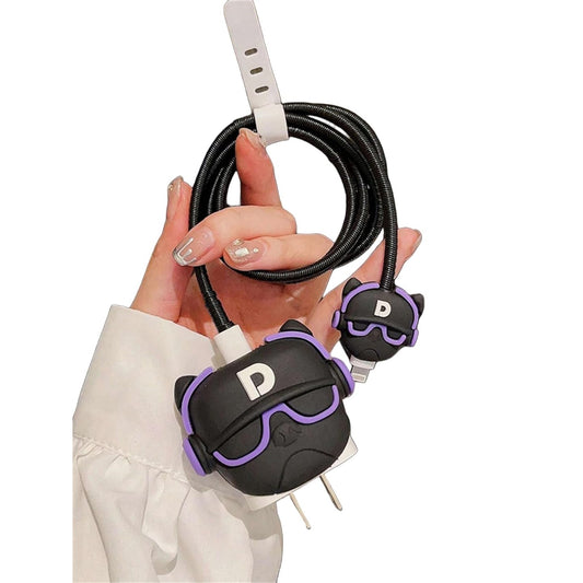 Purple Bull Dog 18W/20W iPhone Charger Cover – Playful Protection with Cute Design