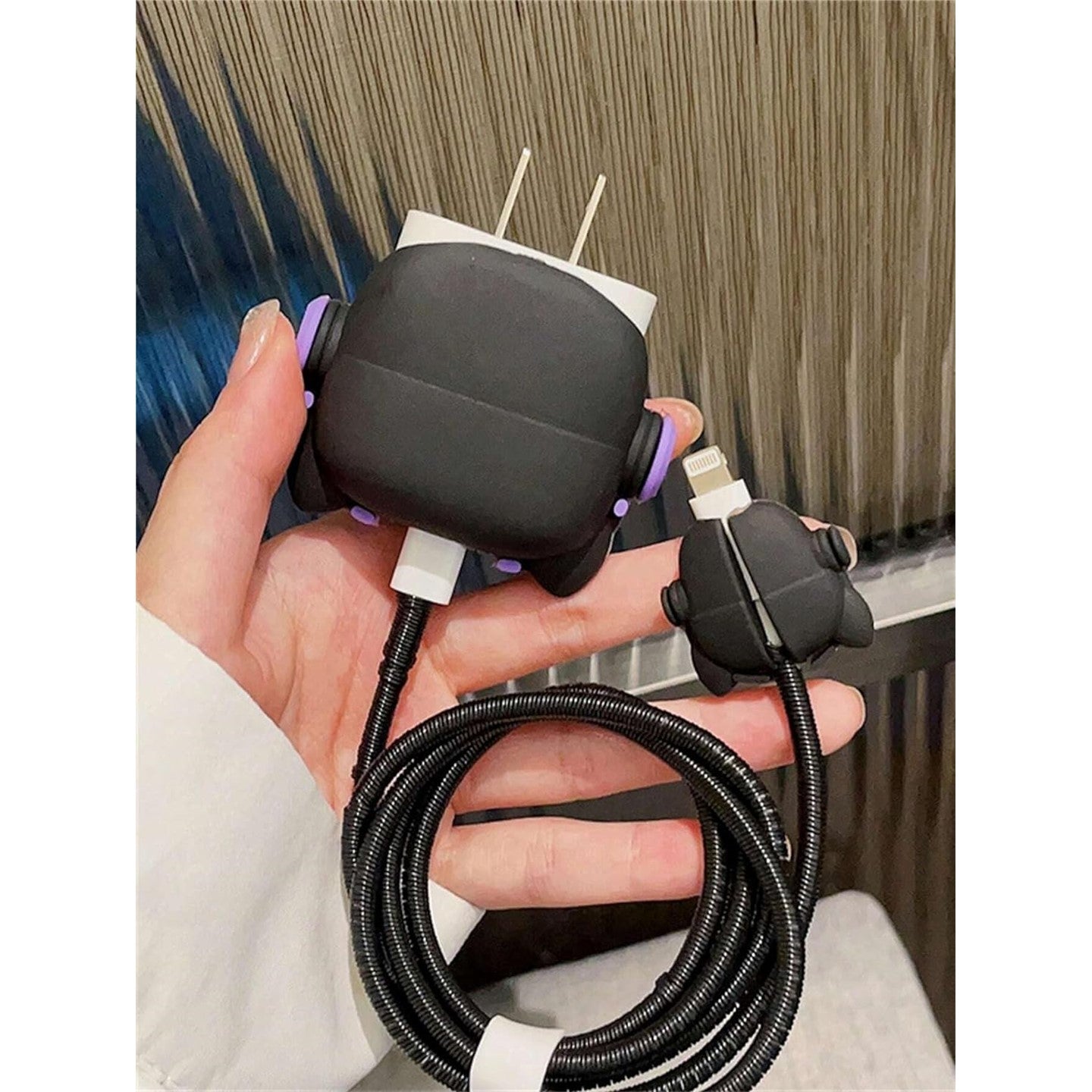 Purple Bull Dog 18W/20W iPhone Charger Cover – Playful Protection with Cute Design