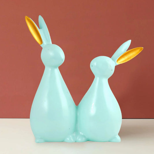 Rabbit Cute Pair Statue for Home Decor Showpiece | Kids Room Decorative Showpiece (Black)