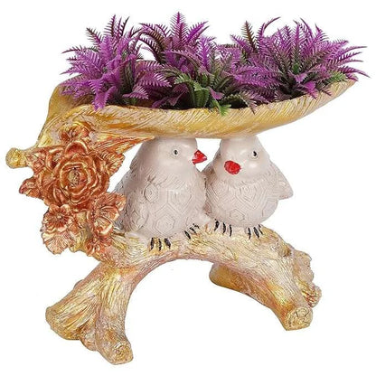 Handcrafted Resin Bird Couple Showpiece for Home & Garden Décor – by FunkiIndia
