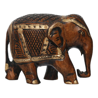 Handmade Rajasthani Tribal Wooden Elephant Showpiece – Brown Antique Finish